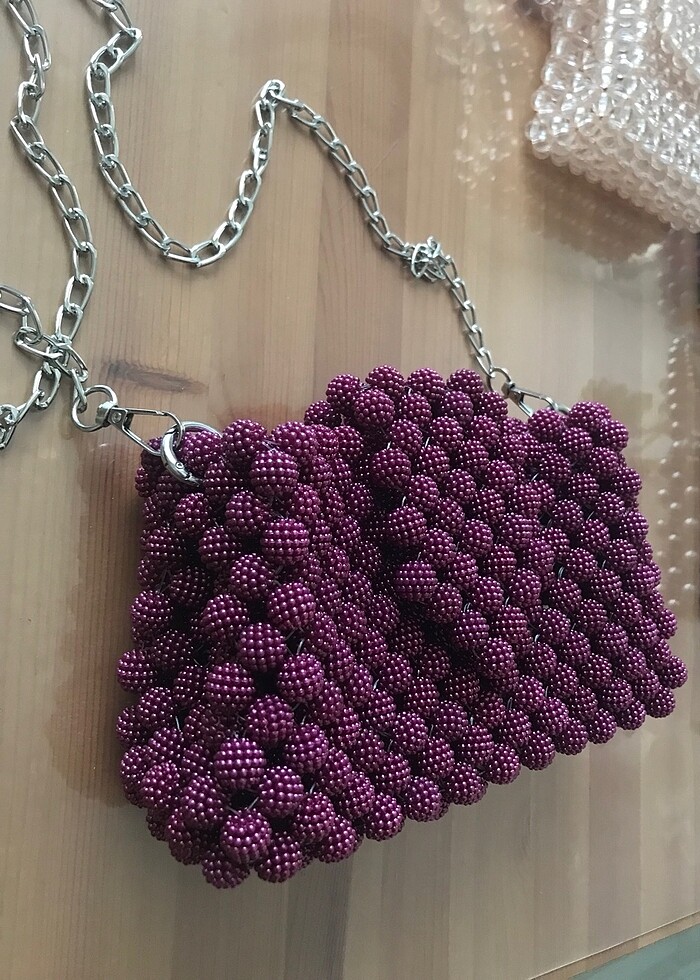 Böğürtlen boncuk çanta - Görsel 2