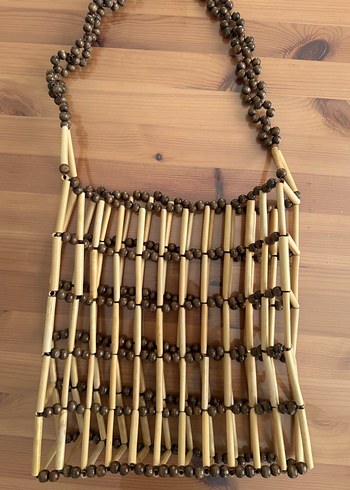 Zara Boncuklu Ahşap Bohem Kadın Çantası