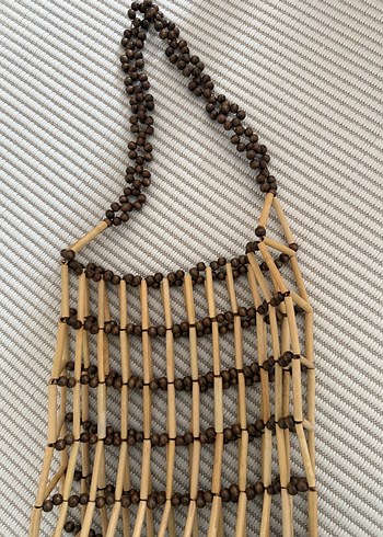 Boncuklu Ahşap Bohem Kadın Çantası - Görsel 5