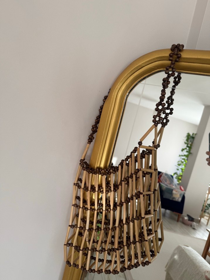 Boncuklu Ahşap Bohem Kadın Çantası - Görsel 4