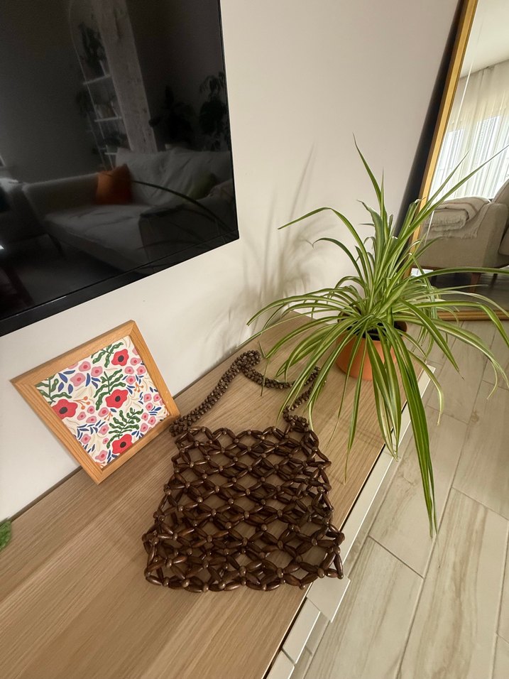 Boncuklu Ahşap Bohem Kadın Çanta - Görsel 2