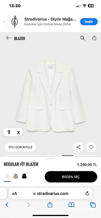 s Beden Stradivarius beyaz keten ceket 1 kere giyildi
