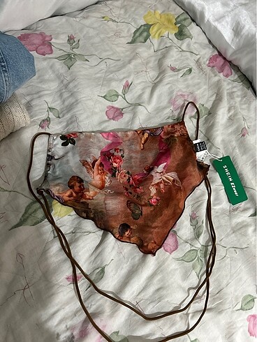 shein desenli bağlamalı crop