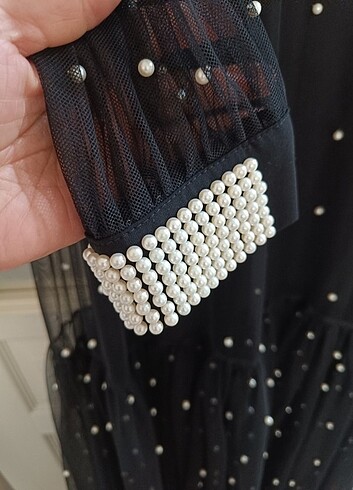 xl Beden siyah Renk İncili abaya takım elbise 