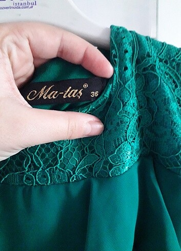 36 Beden yeşil Renk abiye elbise 