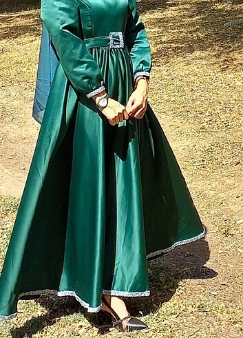 36 Beden yeşil Renk Abiye elbise 