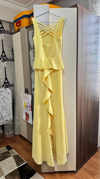 xs Beden Sarı uzun elbise- butter yellow