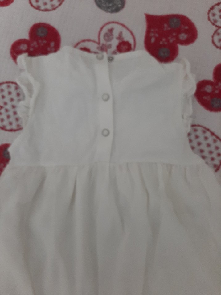 Kız Çocuk Beyaz Fırfırlı Pamuklu Elbise - Görsel 4