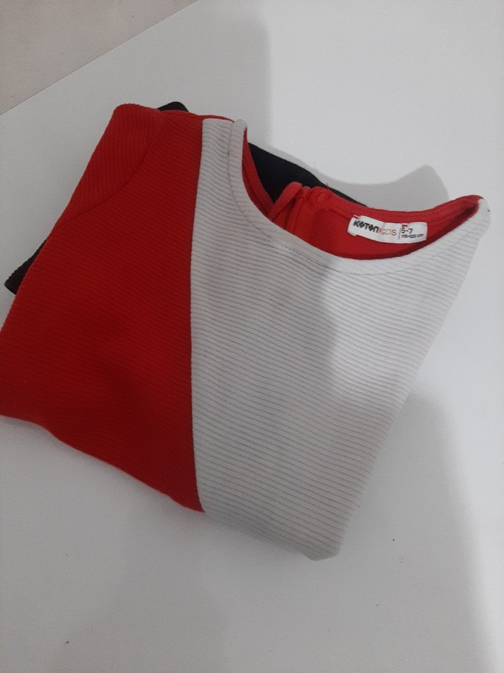 Kısa Kollu Mini Renk Bloklu Elbise - Görsel 4