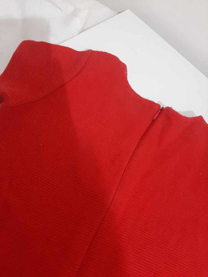 Kısa Kollu Mini Renk Bloklu Elbise - Görsel 3