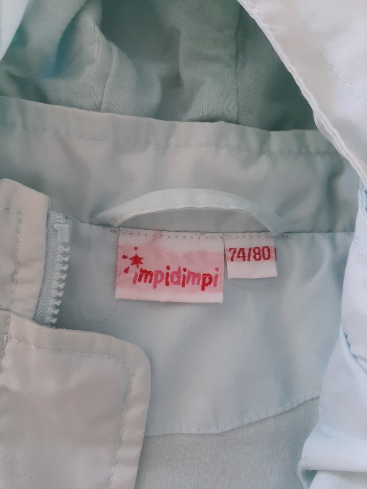 Kapüşonlu Mavi Nakışlı Kız Çocuk Yağmurluk - Görsel 3