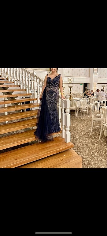 Dress Score Taşlı İthal Abiye Elbise