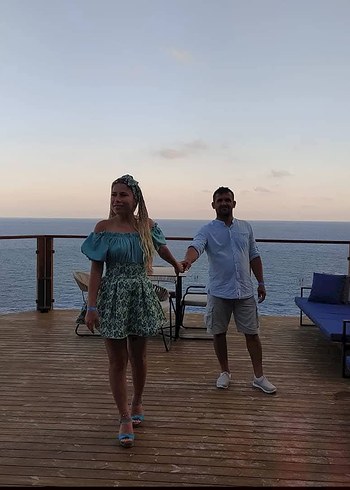 Mavi Bohem Mini Elbise Drapeli prenses yarım kol - Görsel 3