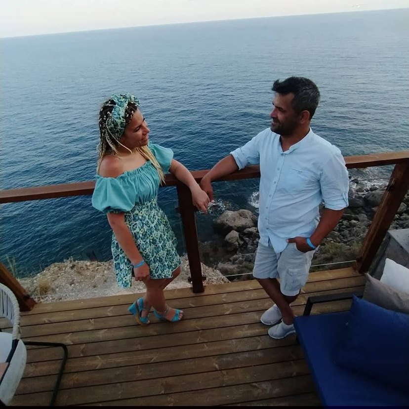 Mavi Bohem Mini Elbise Drapeli prenses yarım kol - Görsel 2