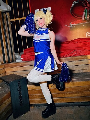 Cheerleader mavi popon kız kostümü