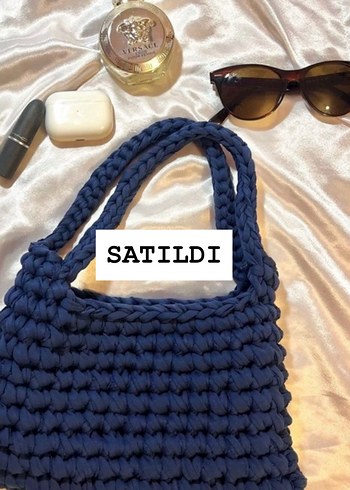 Mango Lacivert Örgü Kadın Günlük Çanta