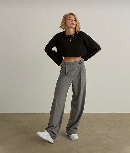 vatkalı gri pantalon