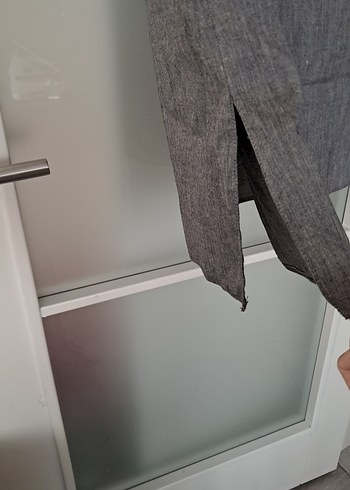 Diğer Gri Denim Midi Askılı Elbise