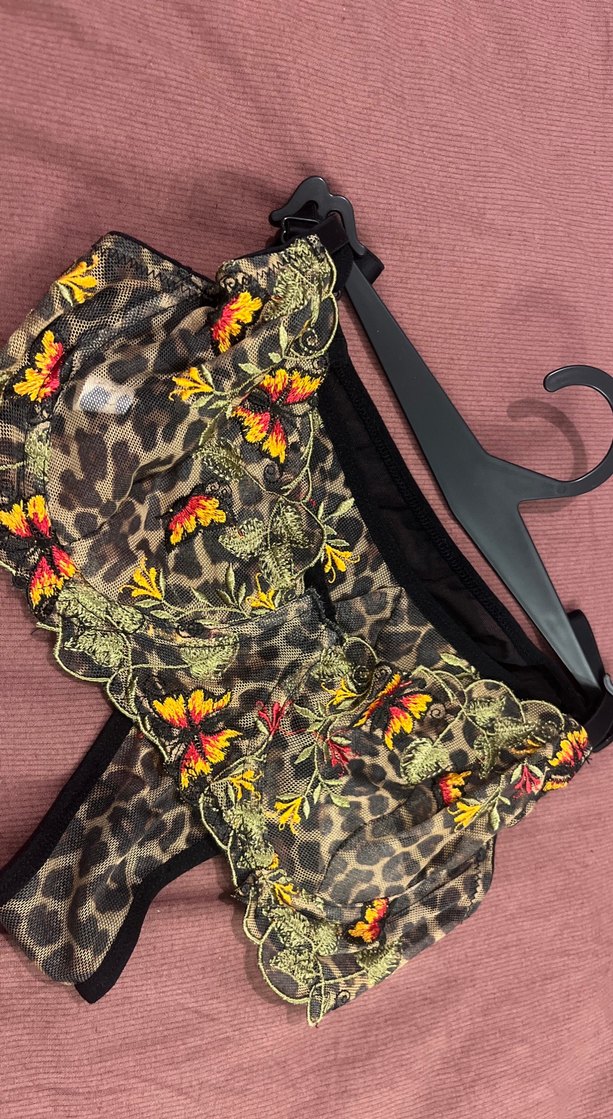 Leoparlı kelebekli Nakışlı Bohem Brode Sütyen Takım - Görsel 2