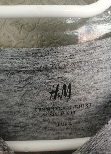 H&M Gri Basic L Beden Erkek Tişörtü(H&M) 