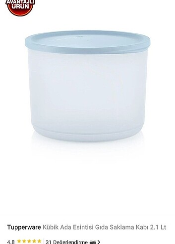 Tupperware kübik silindir saklama kabı 2.1 lt