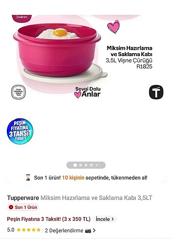 Tupperware miksim hazırlama ve saklama kabı 3.5lt