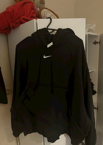 l Beden siyah Renk Nike Siyah Kadın Kapüşonlu Sweatshirt