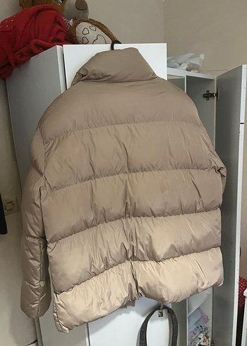 xl Beden camel Renk Bej Düğmeli Kadın Kışlık Mont