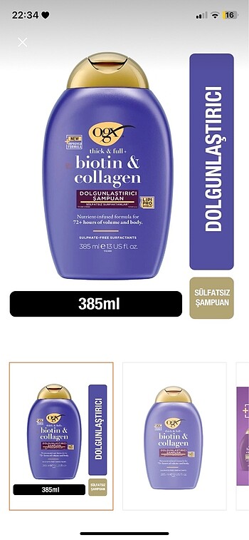 OGX dolgunlaştırıcı şampuan