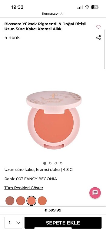 Flormar creamy 03 krem allık