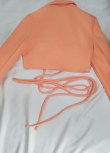 s Beden turuncu Renk Kavun içi ceket bluz 