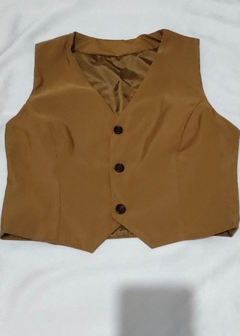 xl Beden Düğmeli taba Kolsuz Kadın Yelek
