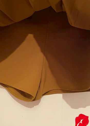 Yağ yeşili Pliseli Mini Etek - Görsel 2