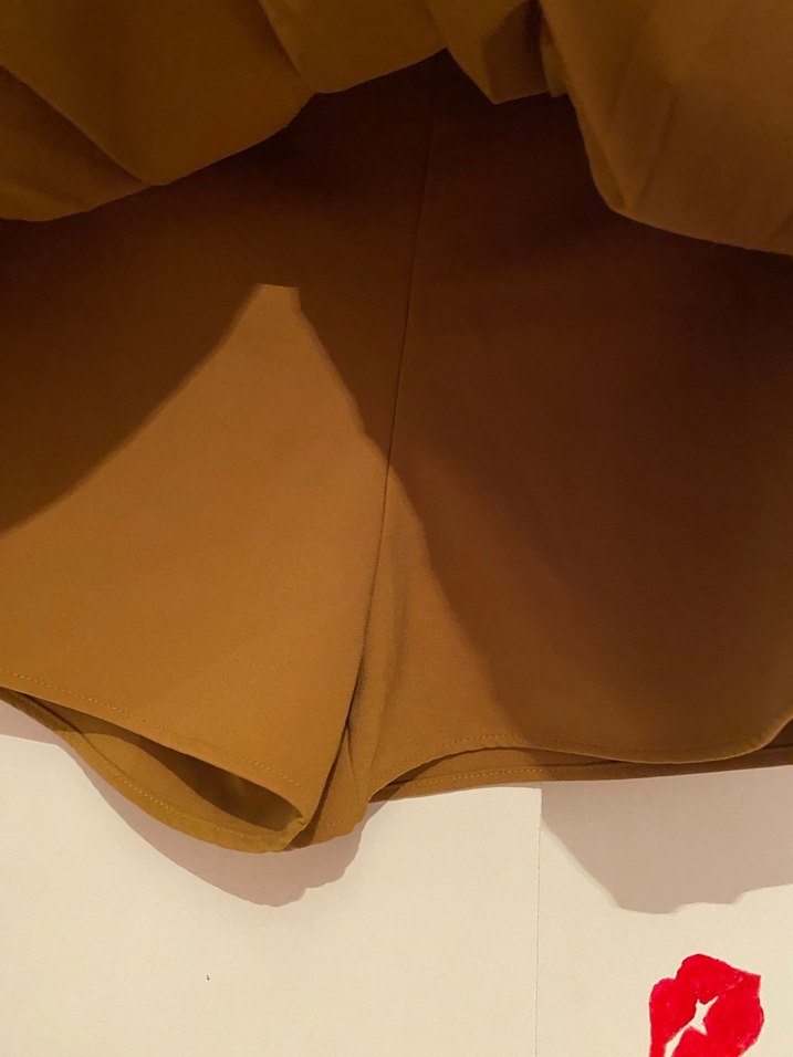 Yağ yeşili Pliseli Mini Etek - Görsel 2