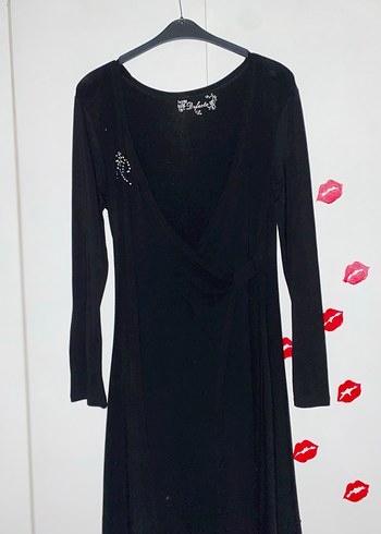 Uzun Kollu V Yakalı Siyah Elbise - Görsel 2