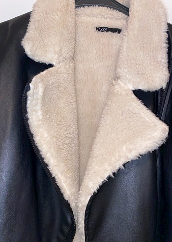 Kürklü Siyah Deri Kadın Ceket - Görsel 2