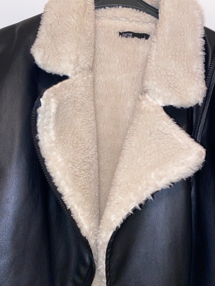 Kürklü Siyah Deri Kadın Ceket - Görsel 2