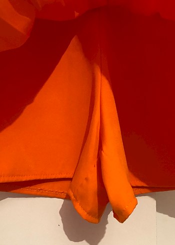 Parlak Turuncu Pilili Mini şort Etek - Görsel 3