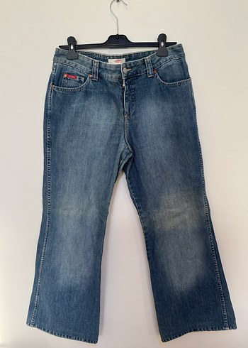 Kadın Gri Mavi Bol Kesim Denim Pantolon