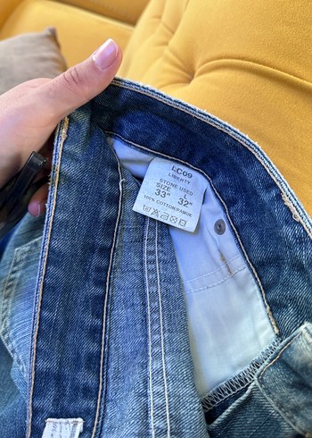 32 Beden Kadın Gri Mavi Bol Kesim Denim Pantolon