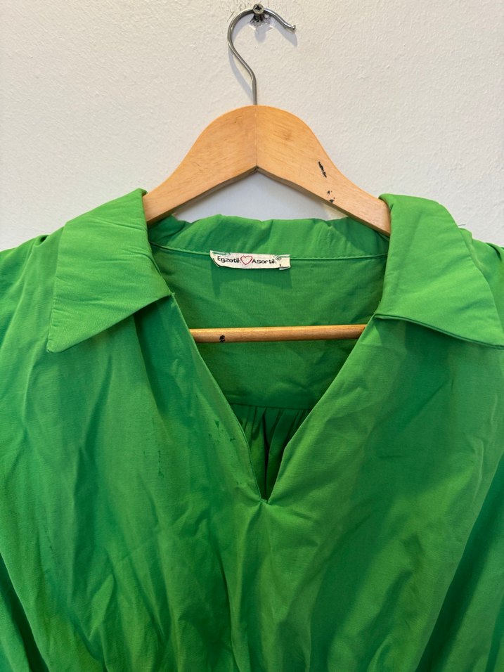 Uzun kollu Yeşil elbise - Görsel 2