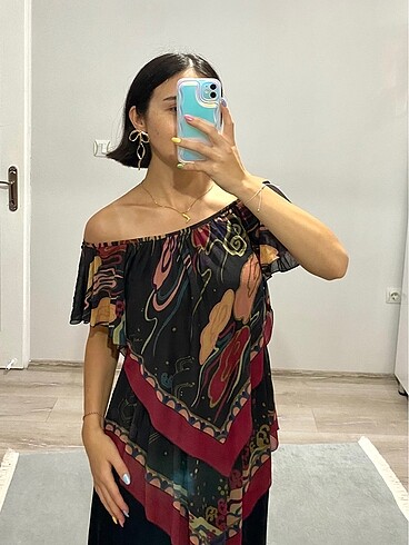 36 Beden Vintage midi boy desenli elbise