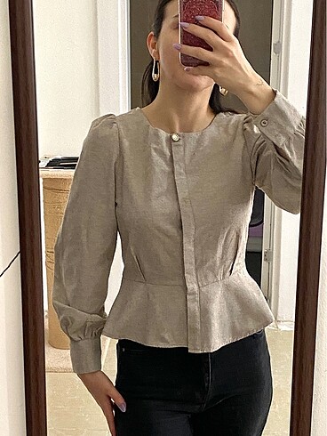 36 Beden Vizon Klasik kesim uzun gömlek