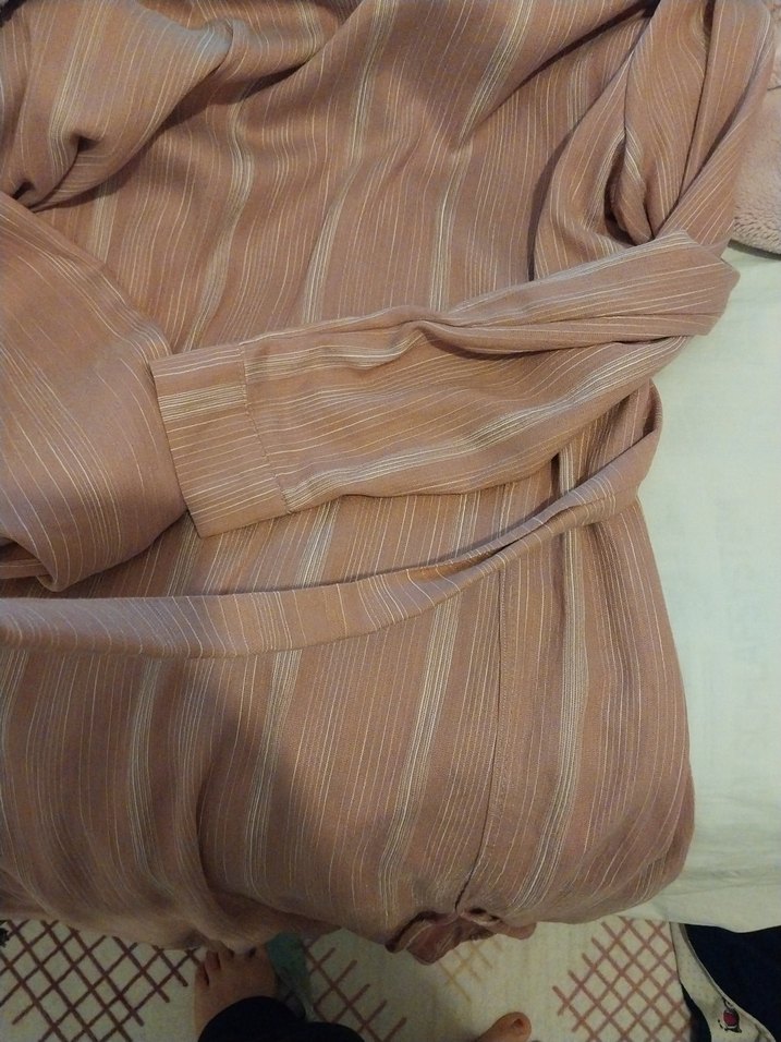 Uzun Bej Kadın Kimono Elbise - Görsel 5