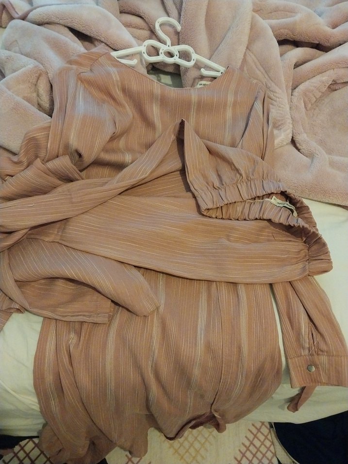 Uzun Bej Kadın Kimono Elbise - Görsel 2