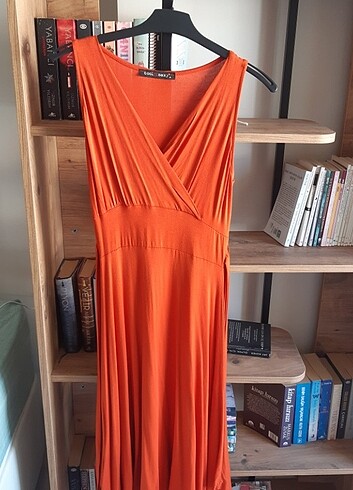 Trendyol & Milla Kiremit rengi kruvaze asimetrik yazlık elbise