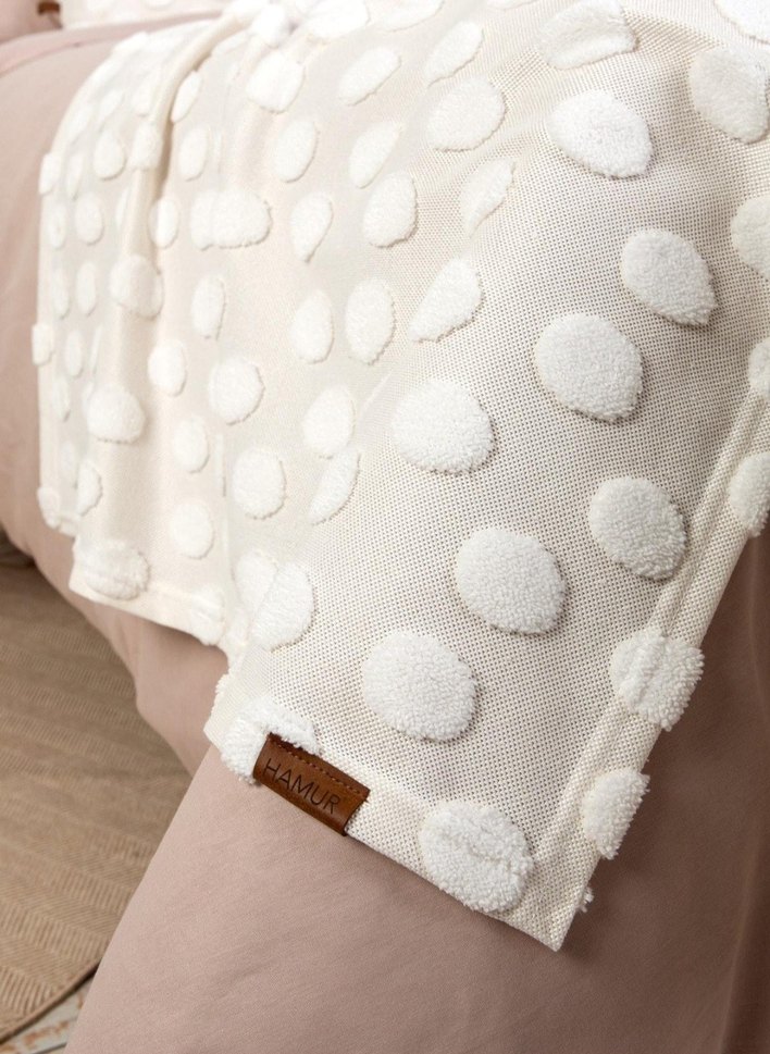 Hamur Nakışlı Bej Yatak Örtüsü Runner Set - Görsel 2