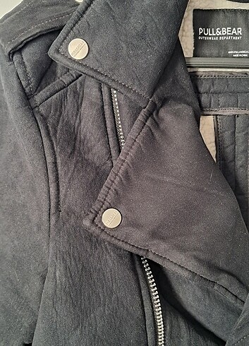 Pull and bear sert kalıplı biker kaban - Görsel 6