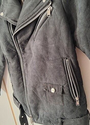 Pull and bear sert kalıplı biker kaban - Görsel 11