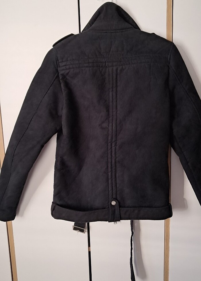 Pull and bear sert kalıplı biker kaban - Görsel 2